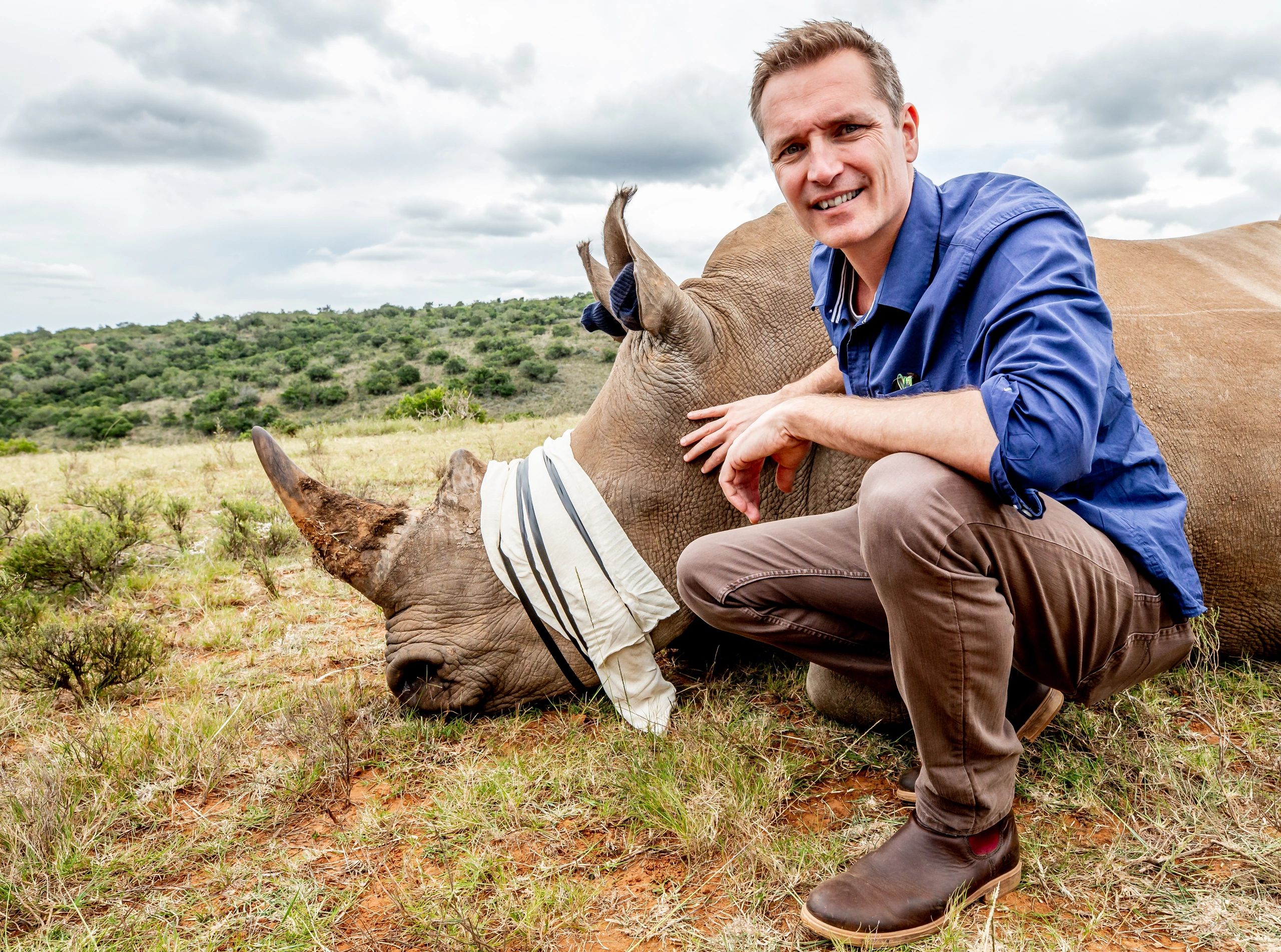 Rhino Encounter in South Africa's Eastern Cape, helping to deter the poachers