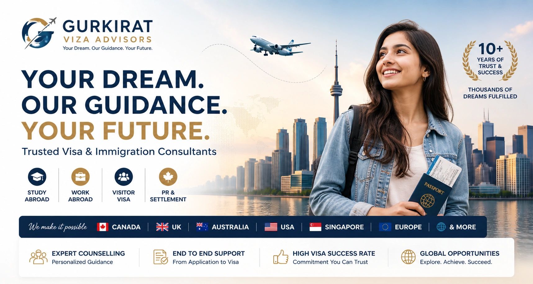 Visa advisory services with expert guidance for study, work, visitor visas, and PR across multiple countries.