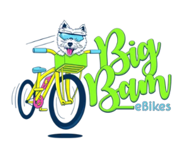 Big Bam eBikes logo featuring a cartoon of an animal riding a bike