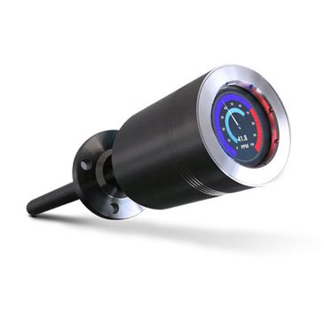 Modern digital gauge with a sleek black and silver design.