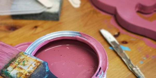 Fabulous Fuschia ReColour Chalky Furniture paint in use in our women's workshop