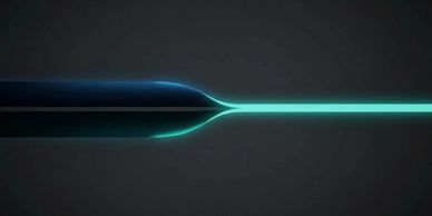 A glowing blue light beam narrowing and extending against a dark background.