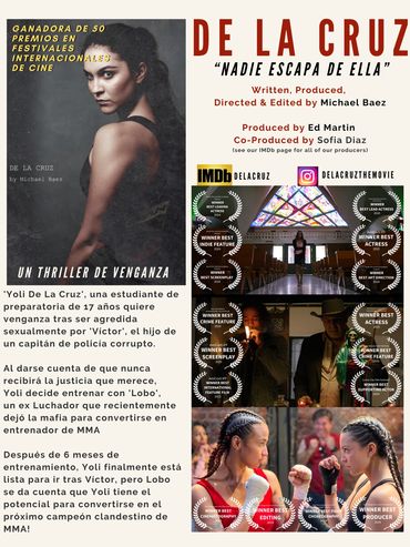 Poster for 'De La Cruz,' a revenge thriller about a 17-year-old seeking justice and MMA training.