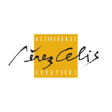 Logo with text 'Actividades Creativas Pérez Celis' on a yellow background.