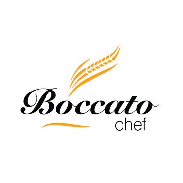 Logo for Boccato Chef featuring wheat and elegant script.