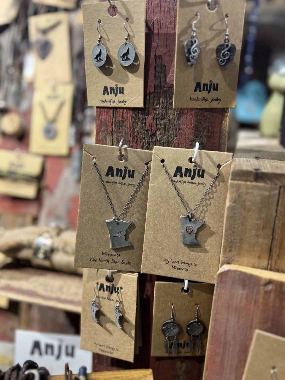 Handcrafted jewelry with Minnesota-themed designs at The Peak in Albertville, MN