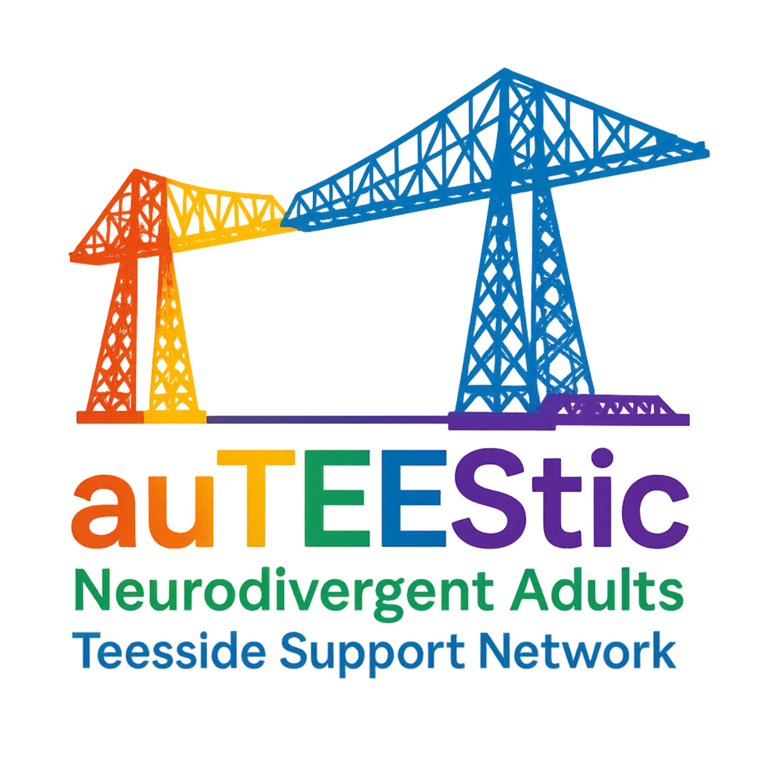 Colorful logo of auTEEstic for neurodivergent adults in Teesside.