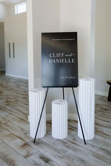 Wedding welcome sign for Cliff and Danielle on 04.19.2025.