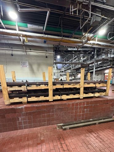 Custom industrial machinery skid built for oversized equipment transport and heavy manufacturing app