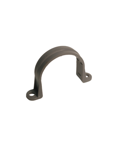 Metal pipe clamp with mounting holes.