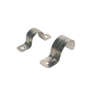 Two metal mounting brackets isolated on white.