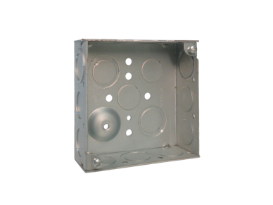 Empty metal electrical junction box.
