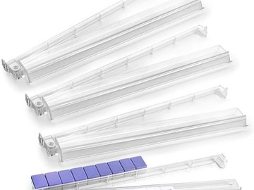 Mahjong Rack with Pushers, 4-Piece Premium Acrylic Mahjong Racks with Built-in Pushers & Rotating Ba