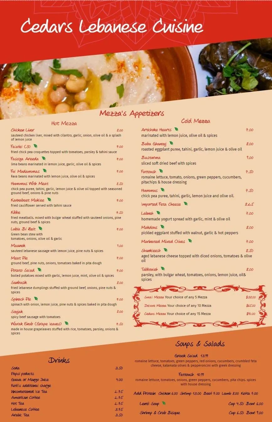 Lebanese Food Menu