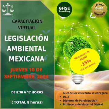 Curso virtual sobre legislación ambiental mexicana el 10 de septiembre de 2026.