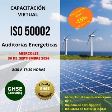 Capacitación virtual en ISO 50002 sobre auditorías energéticas.