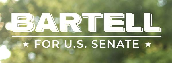 Campaign logo for Bartell running for U.S. Senate.