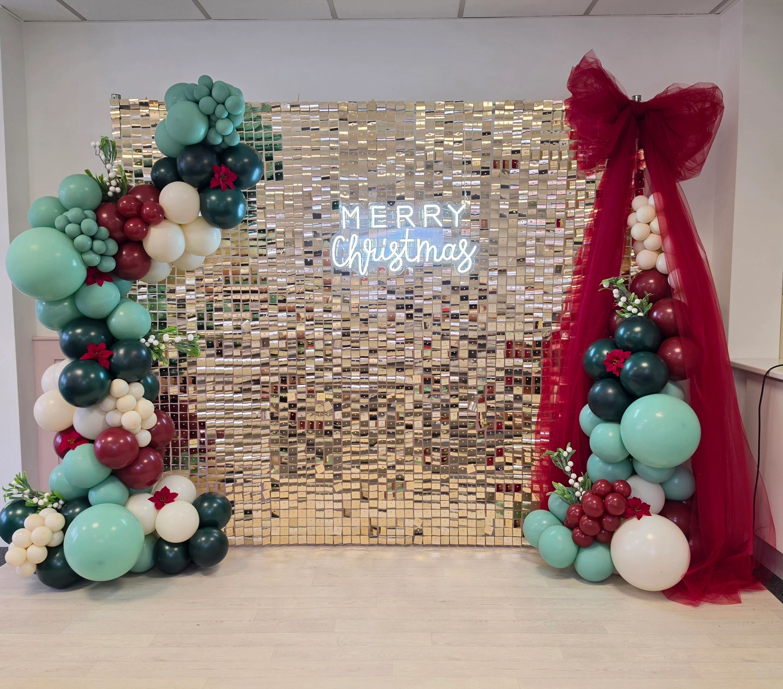 Christmas Balloon Back drop display sequin wall christmas party balloons