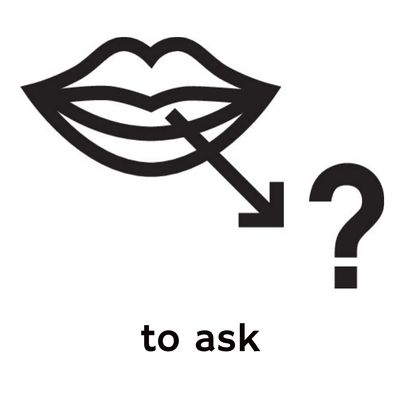 Makaton symbol for 'to ask'