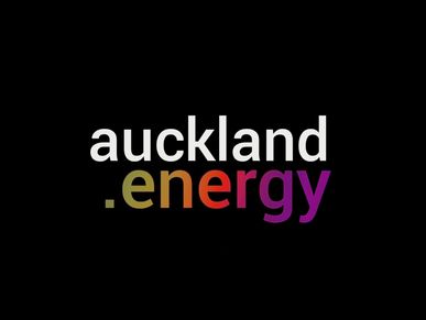 Vibrant logo font colorful juxtaposing black background for Auckland.energy