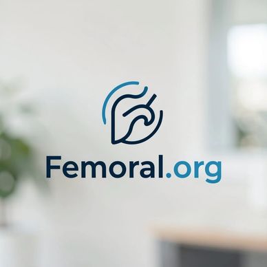 Logo of Femoral.org with stylized hand and blue text.
