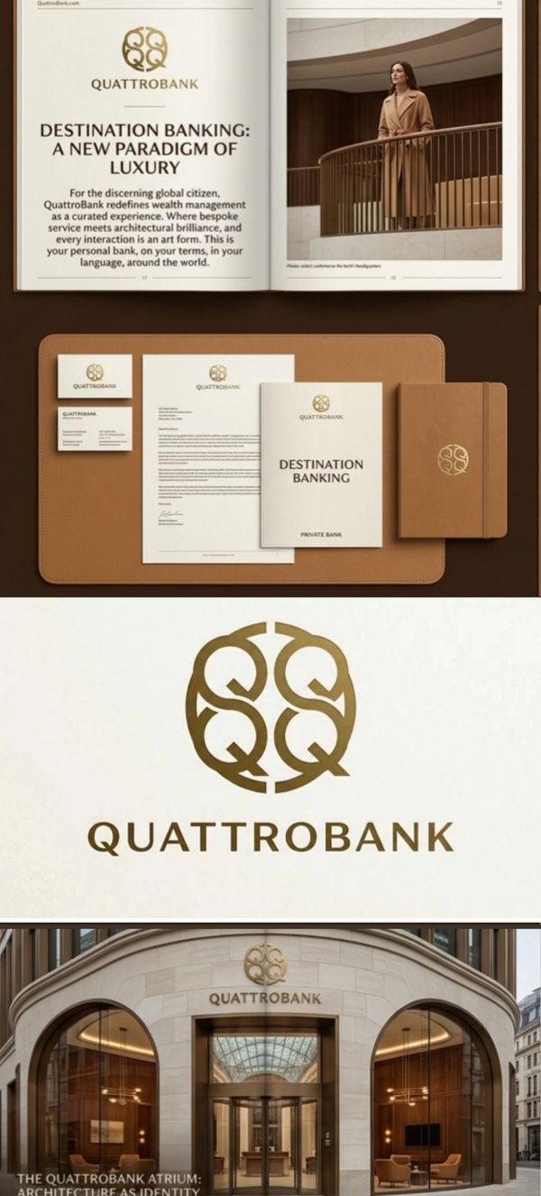 Luxury branding and architecture of QuattroBank.