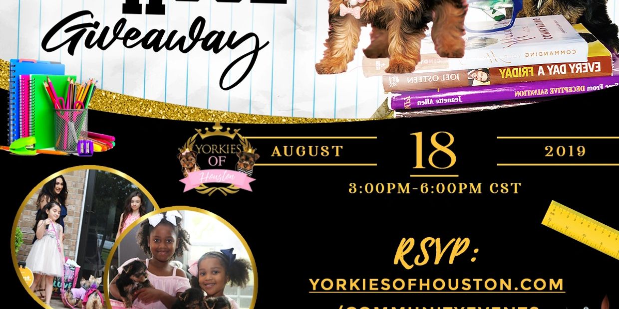 school supplies, free school supplies, Amazing Paws, Yorkies of Houston, pet store, Yorkies, puppies