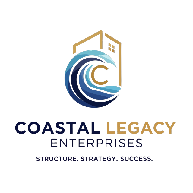 Logo featuring a stylized wave and building with the text Coastal Legacy Enterprises.