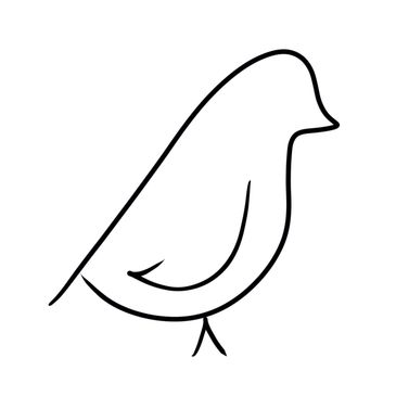 Outline drawing of a bird logo for The Unfettered Lark