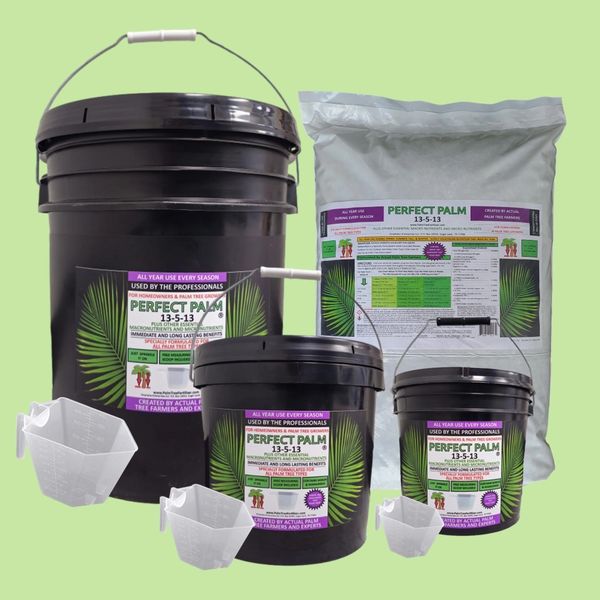 Perfect Palm fertilizer pails in different sizes