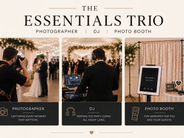 The Essentials Trio: Photographer, DJ, and Photo Booth services for events.