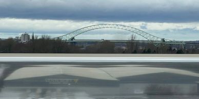 The jubilee bridge, one of the sights on our regular uPVC collection routes in Merseyside