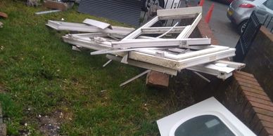 uPVC frames removed from window fitters job in Burnley ready for collection. 
