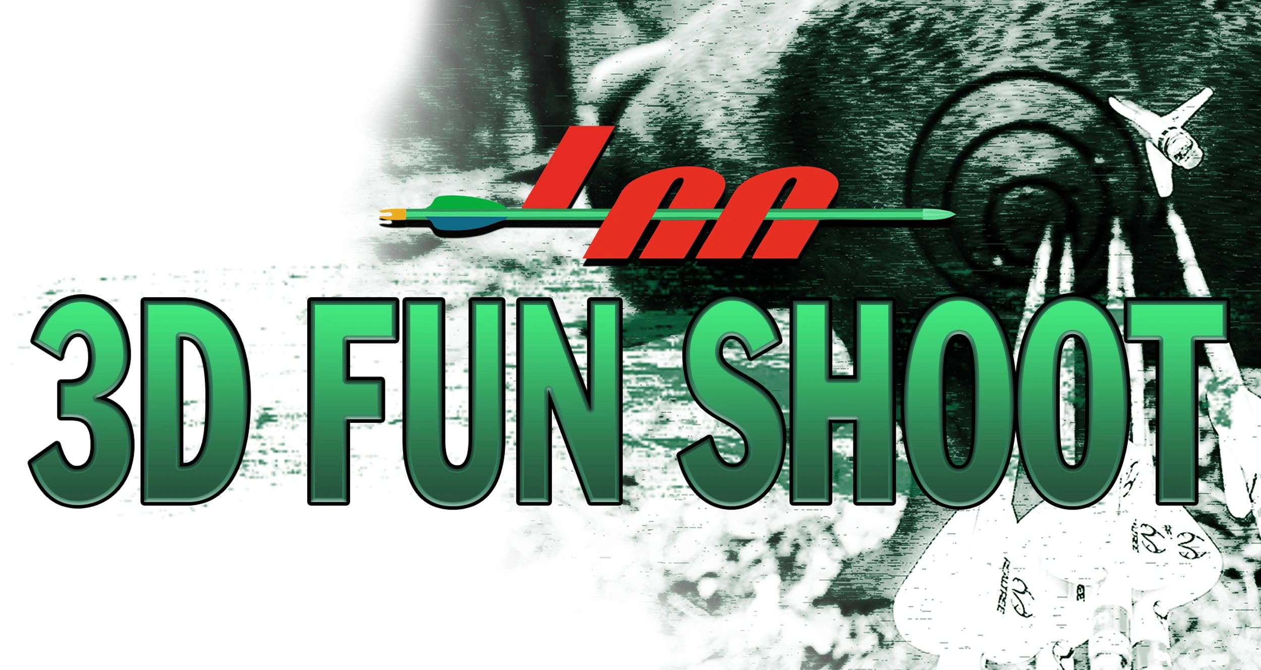 Logo for 3D Fun Shoot with arrow and target.