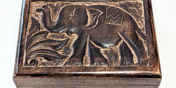 Hand Carved Wooden Elephant Box