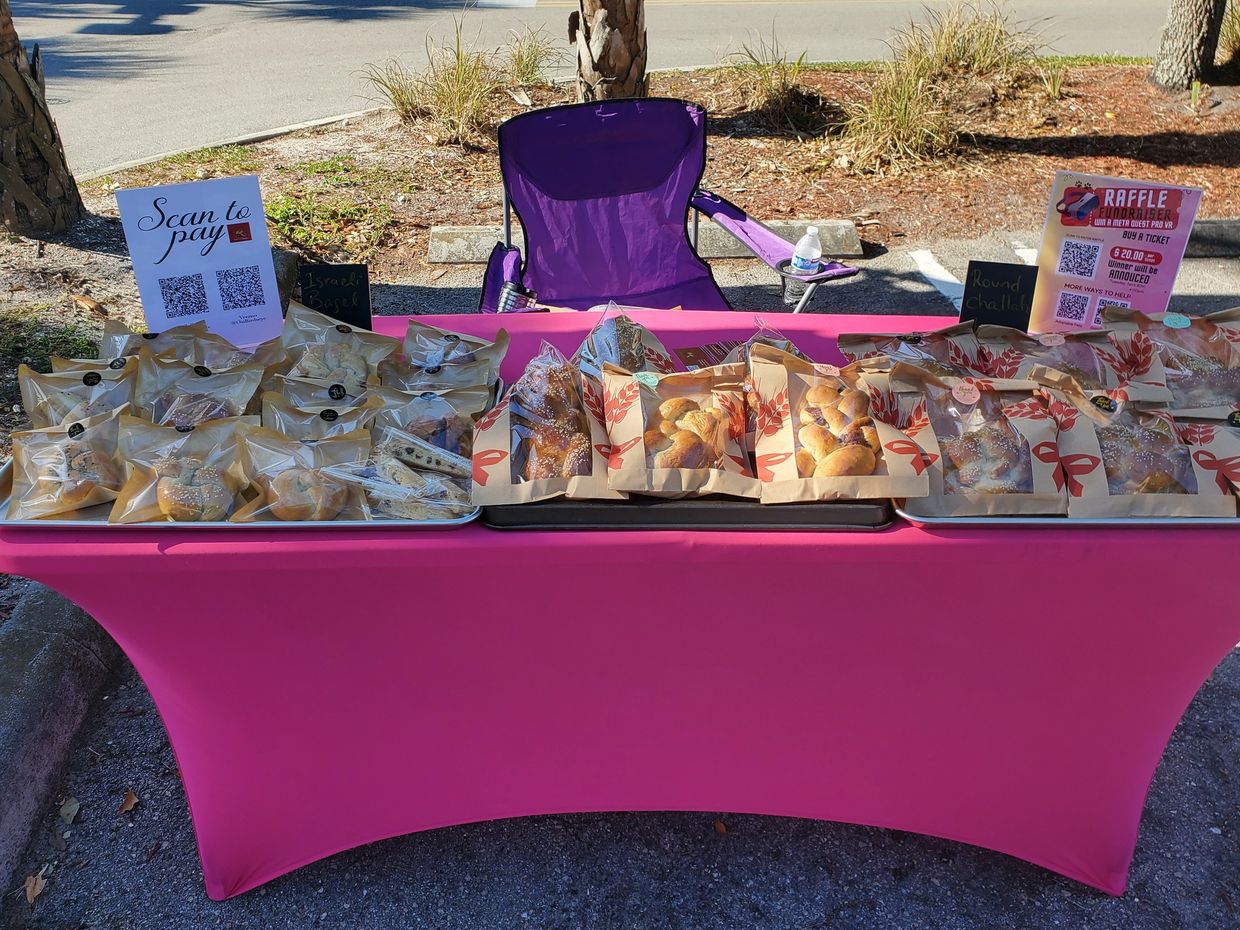 a table with food items 