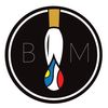 A paintbrush logo with colorful paint drops inside a black circle with letters B and M.
