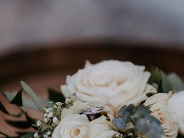 Wedding Ring on Bride's Bouquet 