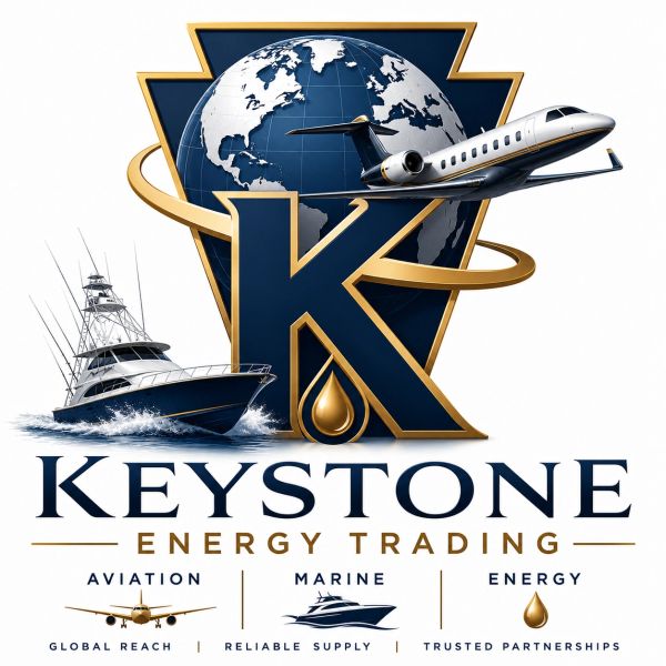 Keystone Energy Trading logo with aviation, marine, and energy themes.