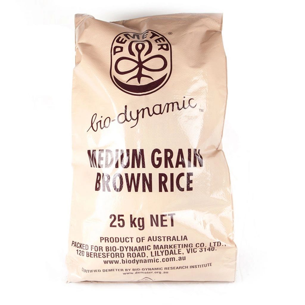 Biodynamic Rice Biodynamic Marketing - Organic Brown Rice - Medium Grain 25KG