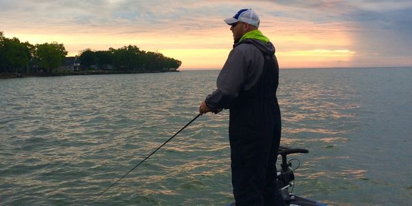 Brad fishing for smallmouth on Lake Erie.