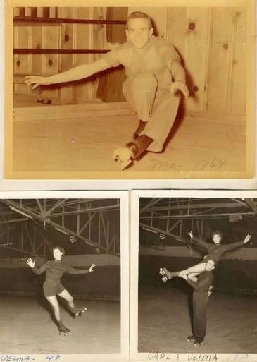 Vintage roller skating photos showcasing skills and poses from the mid-20th century.