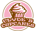 Logo of Clyde's Cupcakes featuring a chocolate cupcake with pink frosting.