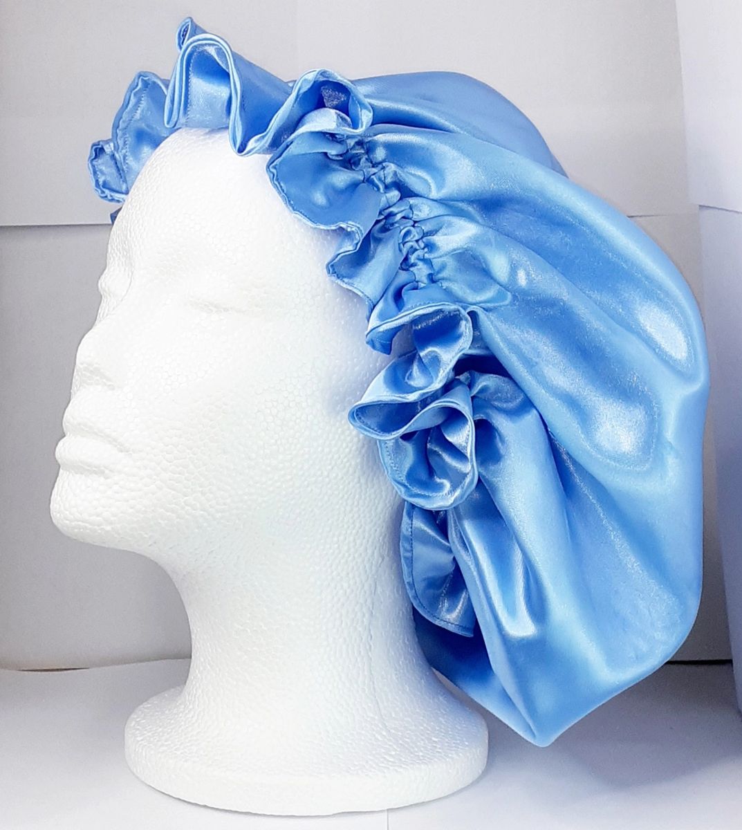 Blue Satin Bonnet