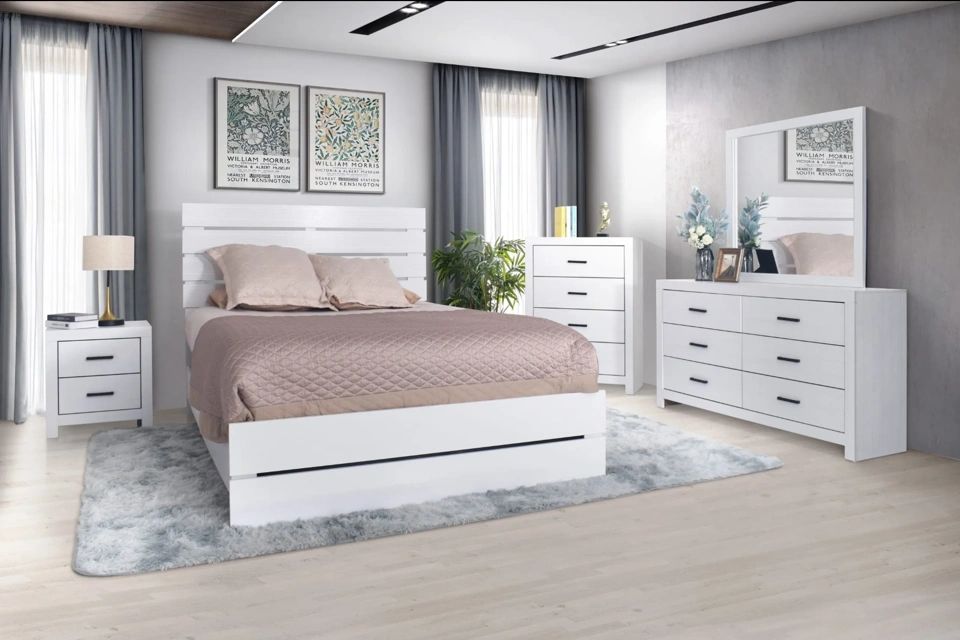 WHITE RUSTIC BEDROOM SET