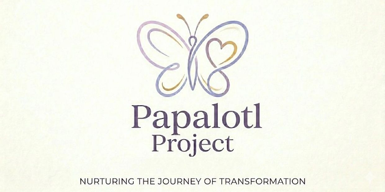 Logo of Papalotl Project with a butterfly design and tagline.