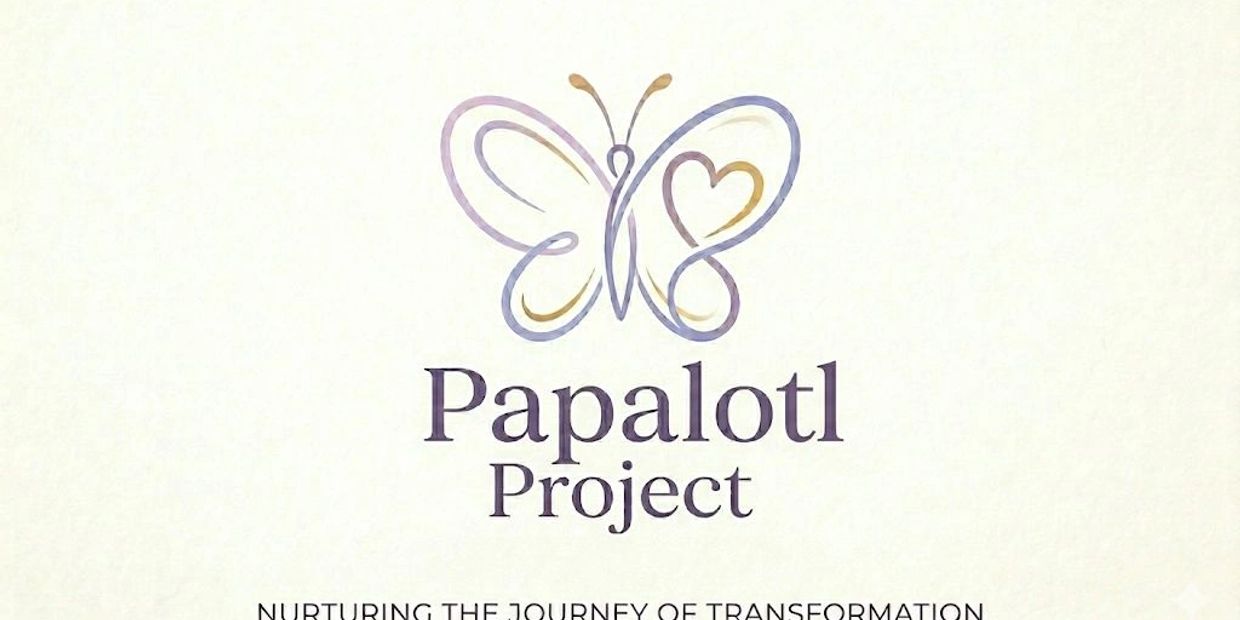 Logo of Papalotl Project with a butterfly design and tagline.