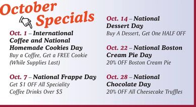 OFLOW October Special Offers for Bakery and Coffee shop