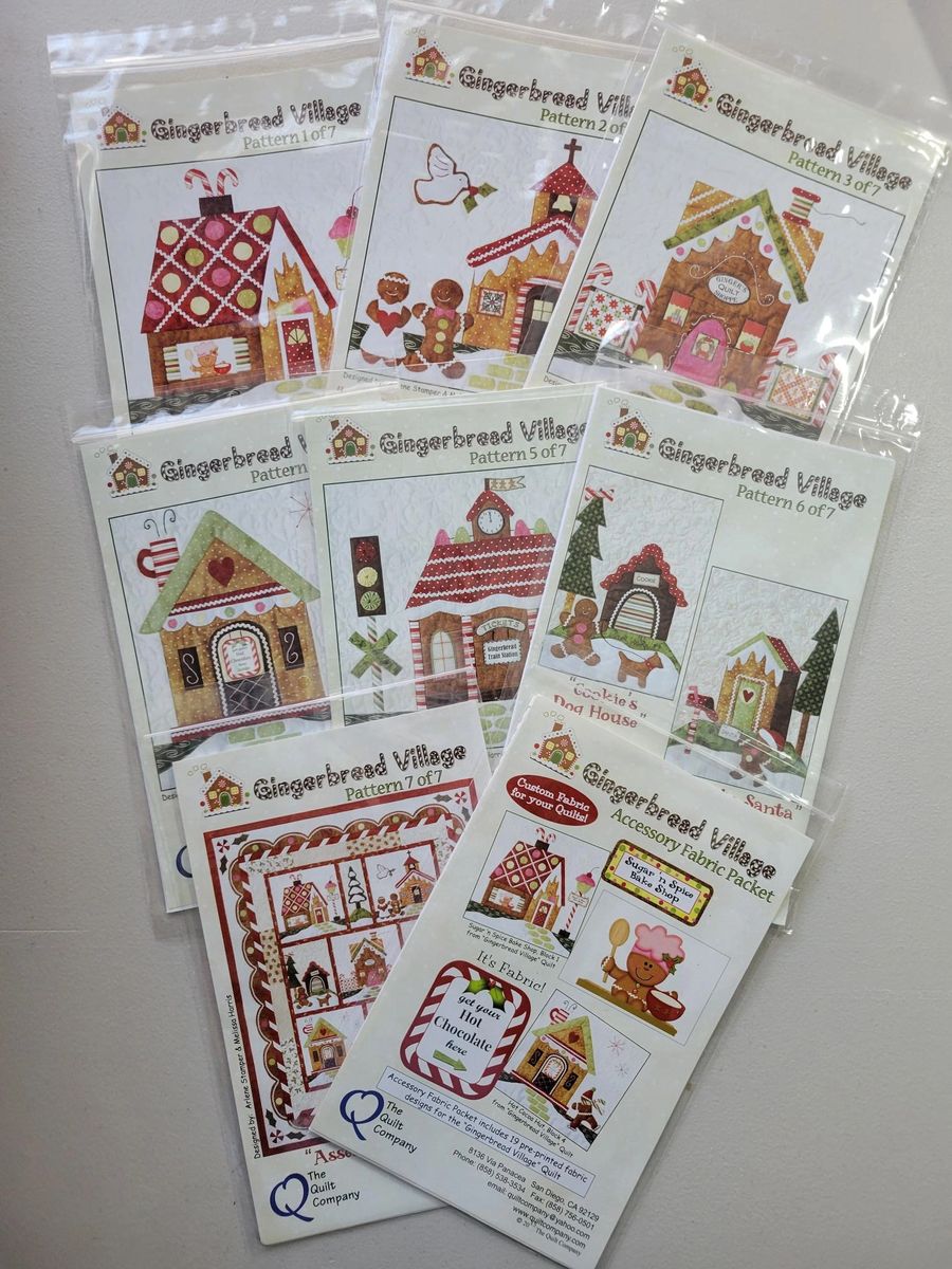 Gingerbread Village - COMPLETE SET w accessory fabric packet