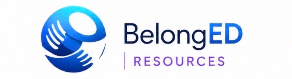 BelongED Resources logo with two blue hands forming a circle.